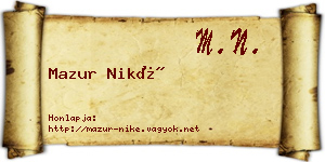 Mazur Niké névjegykártya